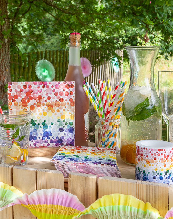 Colorful Dots Napkins Candle Table Decoration